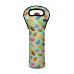 Green Striped Donut Pattern Print Single Neoprene Wine Tote