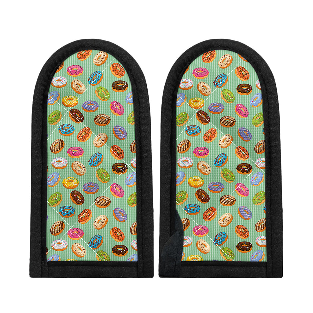Green Striped Donut Pattern Print Skillet Handle Cover