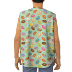 Green Striped Donut Pattern Print Sleeveless Baseball Jersey