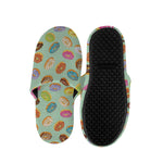 Green Striped Donut Pattern Print Slippers