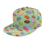 Green Striped Donut Pattern Print Snapback Cap