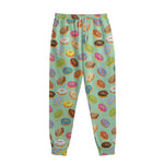 Green Striped Donut Pattern Print Sweatpants