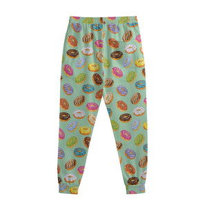 Green Striped Donut Pattern Print Sweatpants