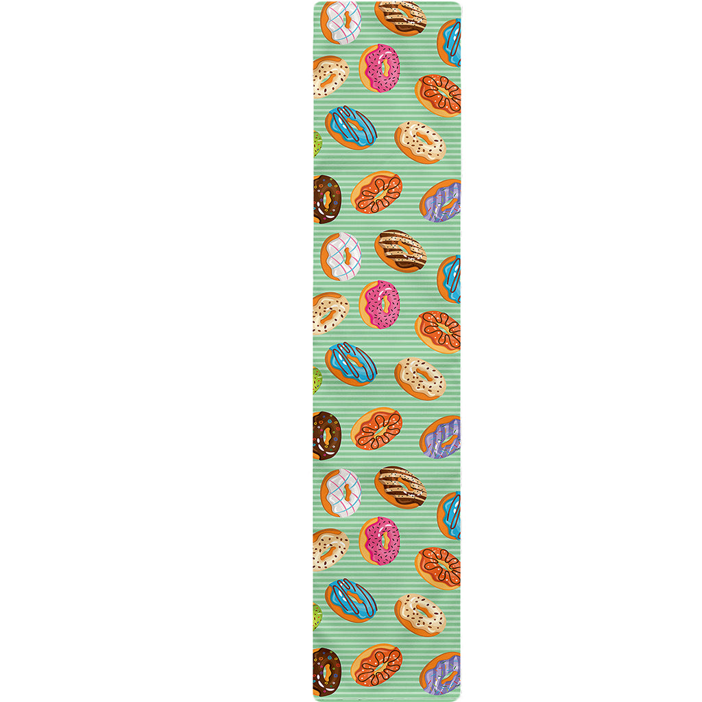 Green Striped Donut Pattern Print Table Runner