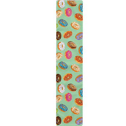 Green Striped Donut Pattern Print Table Runner