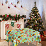 Green Striped Donut Pattern Print Tablecloth