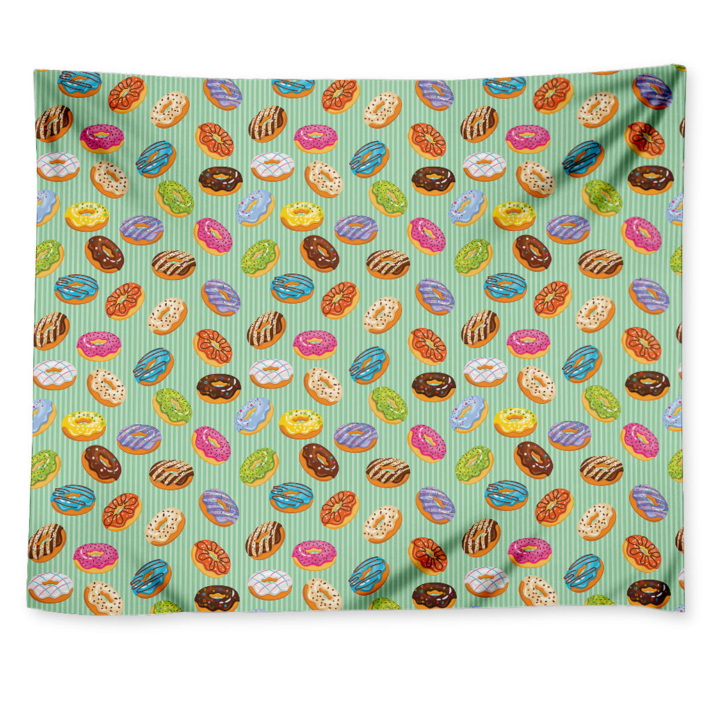 Green Striped Donut Pattern Print Tapestry