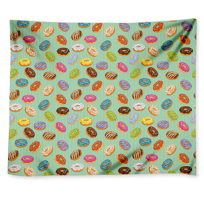 Green Striped Donut Pattern Print Tapestry