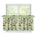 Green Striped Donut Pattern Print Tier Curtains