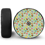 Green Striped Donut Pattern Print Tire Cover With Camera Hole