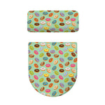 Green Striped Donut Pattern Print Toilet Lid And Tank Cover Set