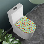 Green Striped Donut Pattern Print Toilet Lid Cover