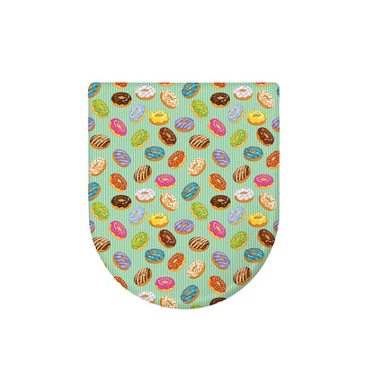 Green Striped Donut Pattern Print Toilet Lid Cover