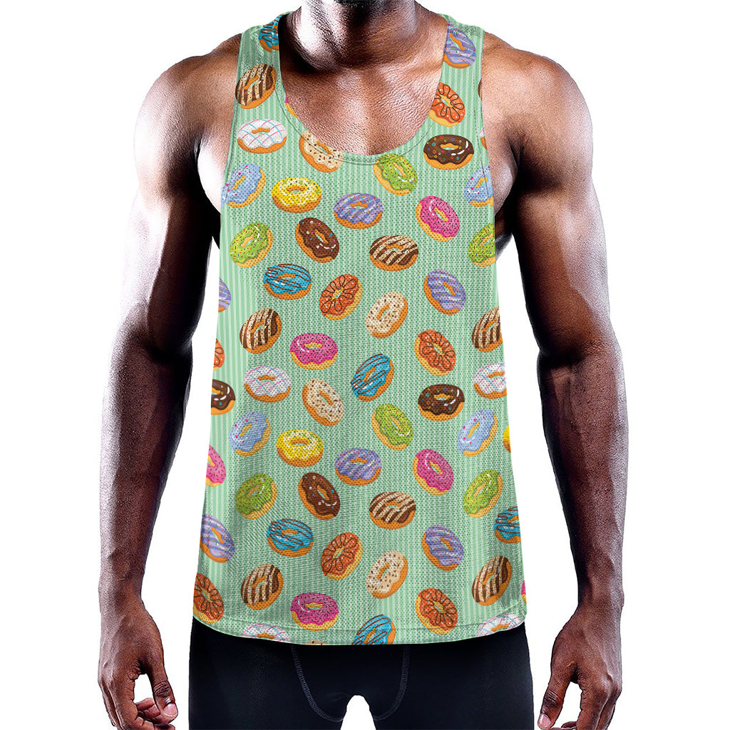 Green Striped Donut Pattern Print Training Tank Top