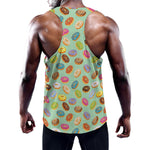 Green Striped Donut Pattern Print Training Tank Top