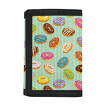 Green Striped Donut Pattern Print Trifold Wallet