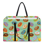 Green Striped Donut Pattern Print Utility Tote Bag