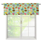 Green Striped Donut Pattern Print Window Valance