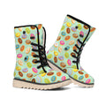 Green Striped Donut Pattern Print Winter Boots