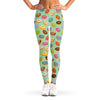 Green Striped Donut Pattern Print Women's Leggings