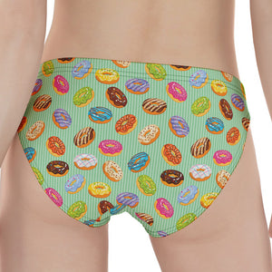 Green Striped Donut Pattern Print Women's Panties