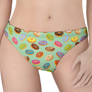 Green Striped Donut Pattern Print Women's Thong