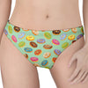 Green Striped Donut Pattern Print Women's Thong