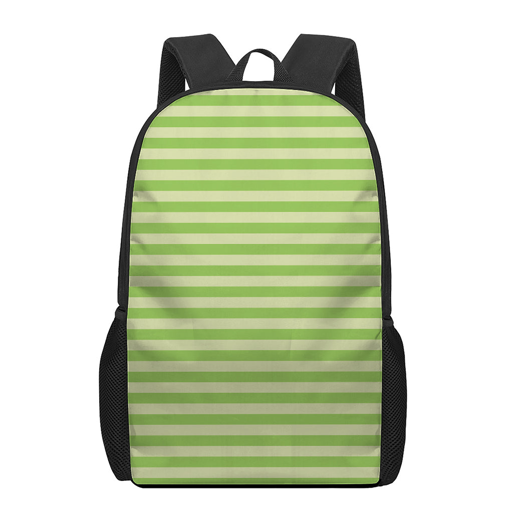 Green Striped Pattern Print 17 Inch Backpack