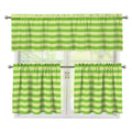 Green Striped Pattern Print 3 Piece Kitchen Curtains
