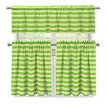 Green Striped Pattern Print 3 Piece Kitchen Curtains