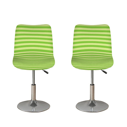Green Striped Pattern Print Bar Stool Covers