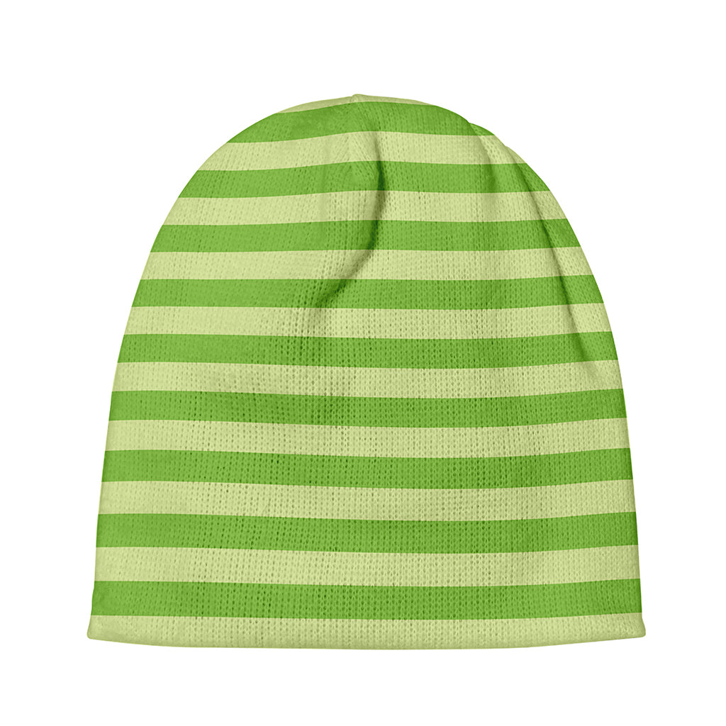 Green Striped Pattern Print Beanie