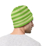 Green Striped Pattern Print Beanie