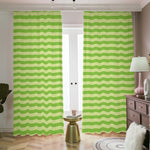 Green Striped Pattern Print Blackout Pencil Pleat Curtains