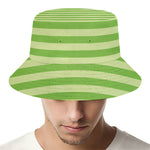 Green Striped Pattern Print Bucket Hat