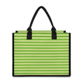 Green Striped Pattern Print Canvas Tote Bag