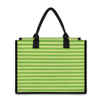 Green Striped Pattern Print Canvas Tote Bag
