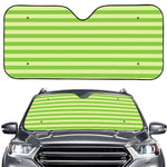 Green Striped Pattern Print Car Windshield Sun Shade