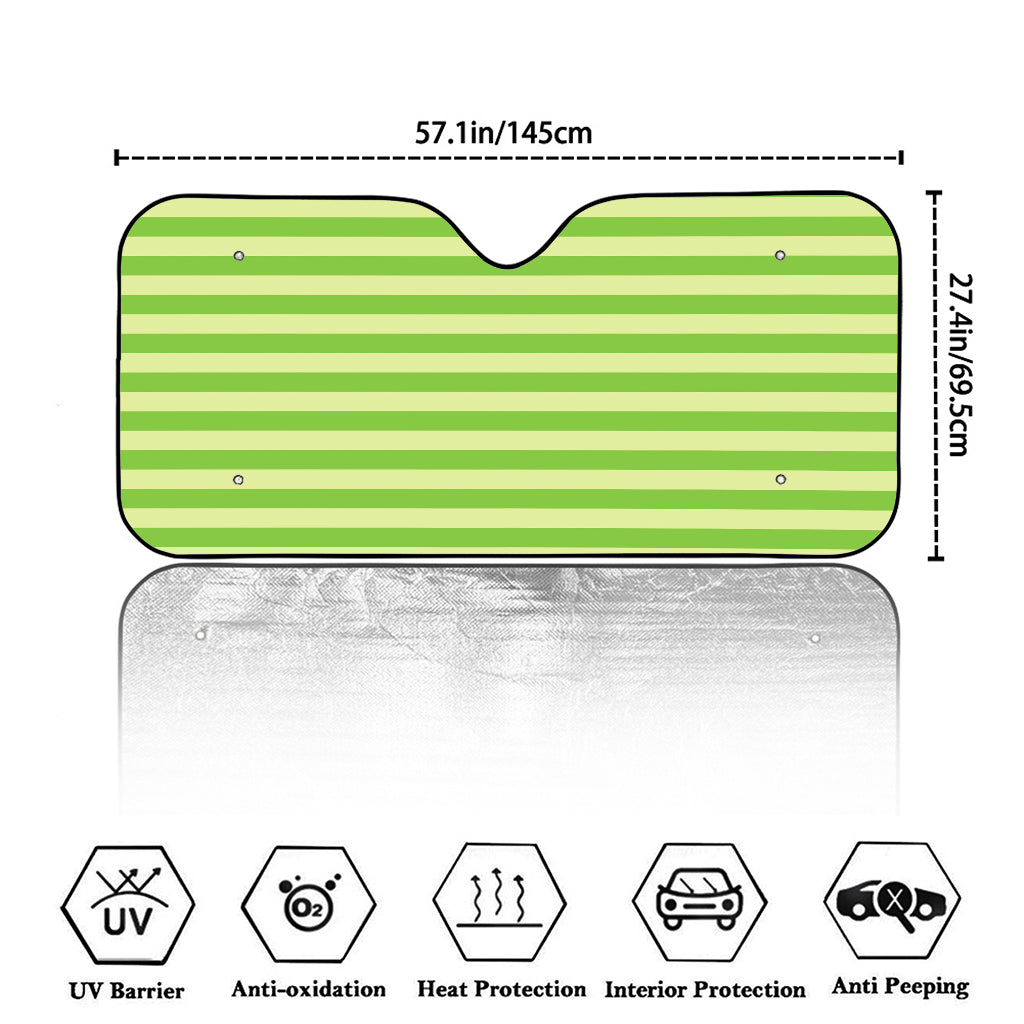 Green Striped Pattern Print Car Windshield Sun Shade