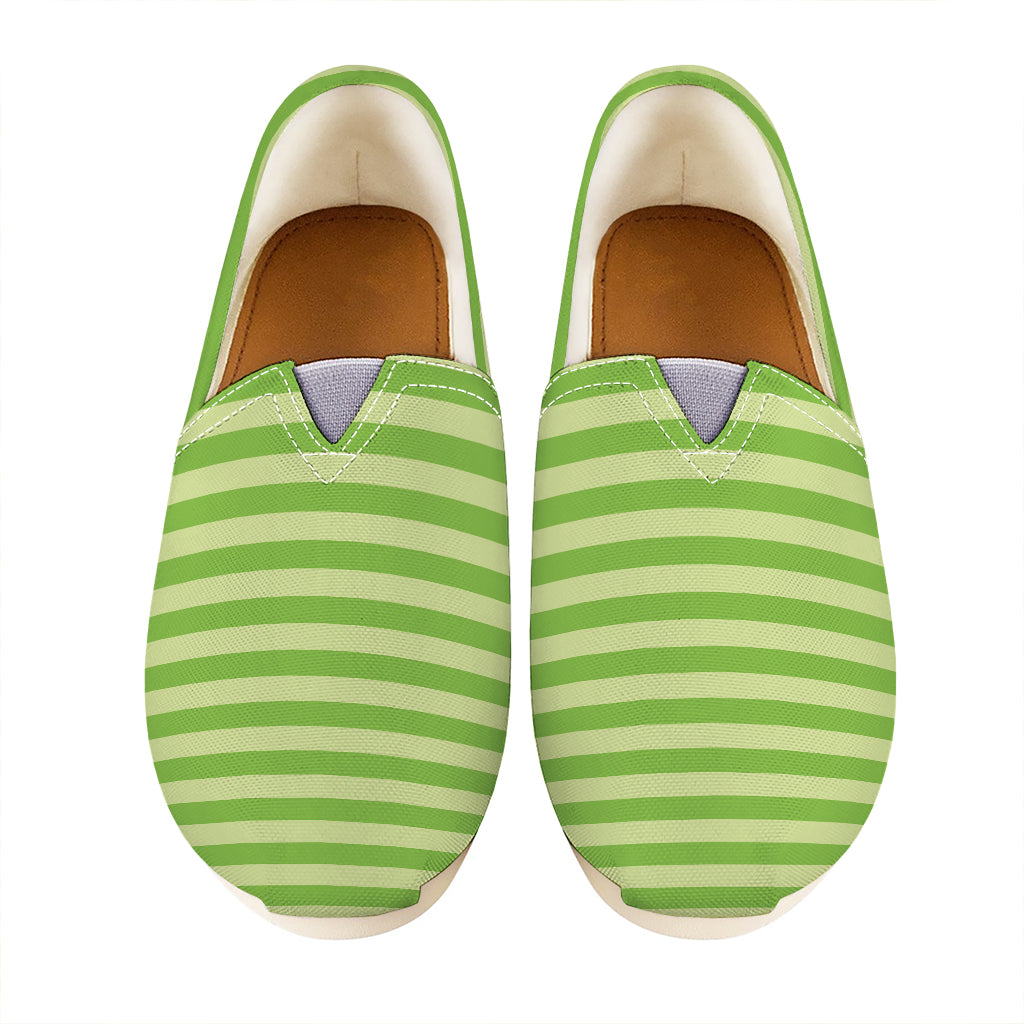 Green Striped Pattern Print Casual Shoes