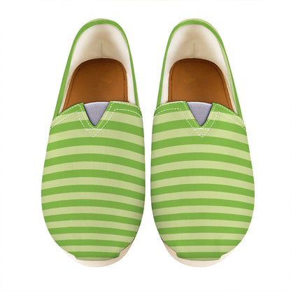 Green Striped Pattern Print Casual Shoes