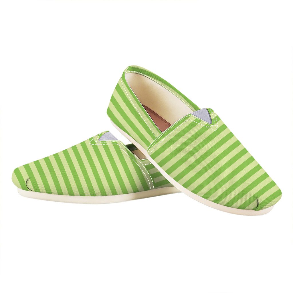 Green Striped Pattern Print Casual Shoes