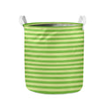 Green Striped Pattern Print Collapsible Laundry Basket