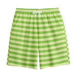 Green Striped Pattern Print Cotton Shorts