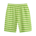 Green Striped Pattern Print Cotton Shorts
