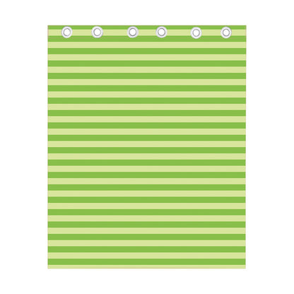 Green Striped Pattern Print Curtain