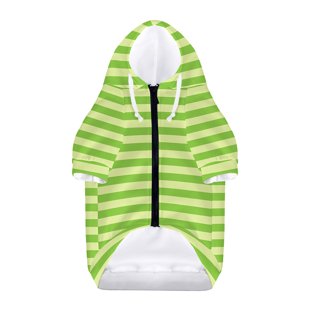 Green Striped Pattern Print Dog Zip Up Hoodie