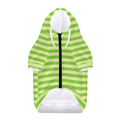 Green Striped Pattern Print Dog Zip Up Hoodie
