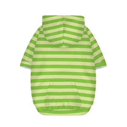 Green Striped Pattern Print Dog Zip Up Hoodie