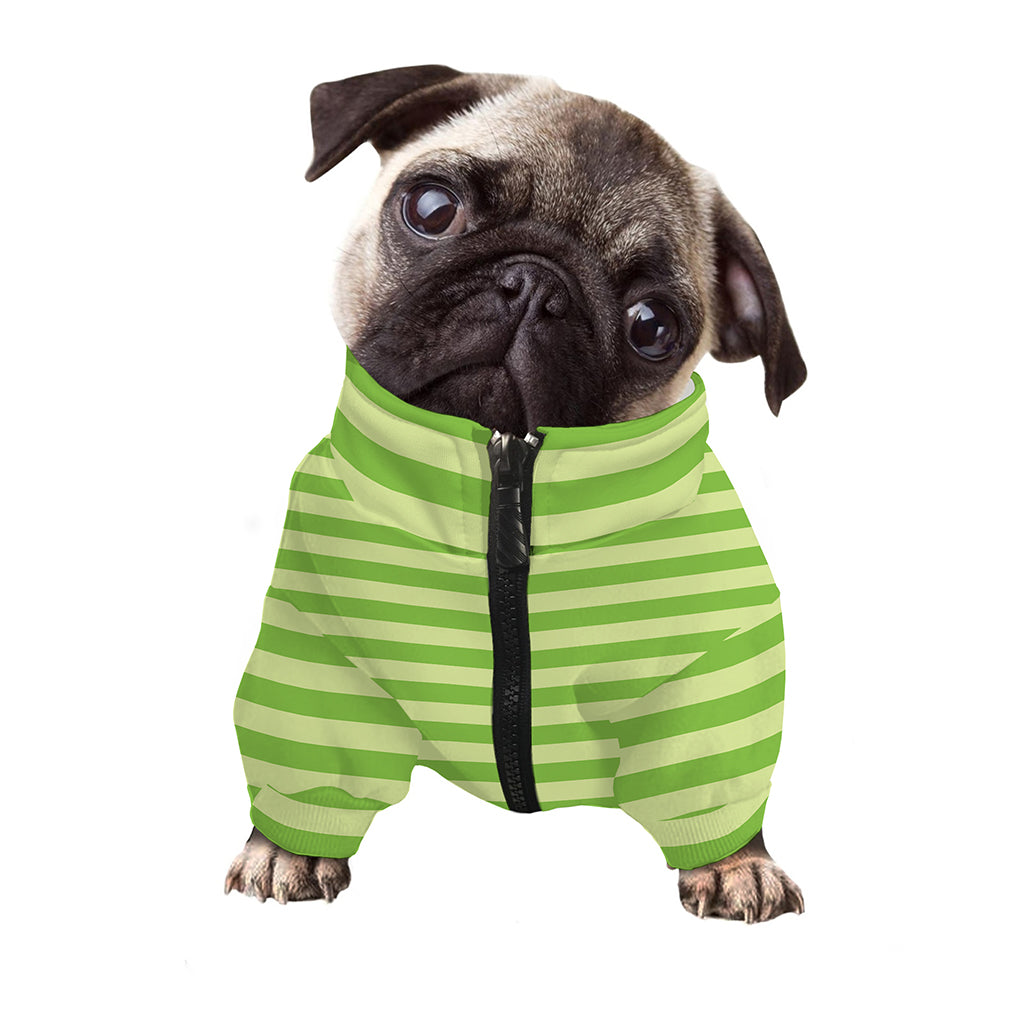 Green Striped Pattern Print Dog Zip Up Jacket